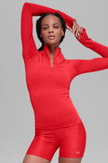 Airlift Winter Warm 1/4 Zip Long Sleeve - Bright Red — photo 1