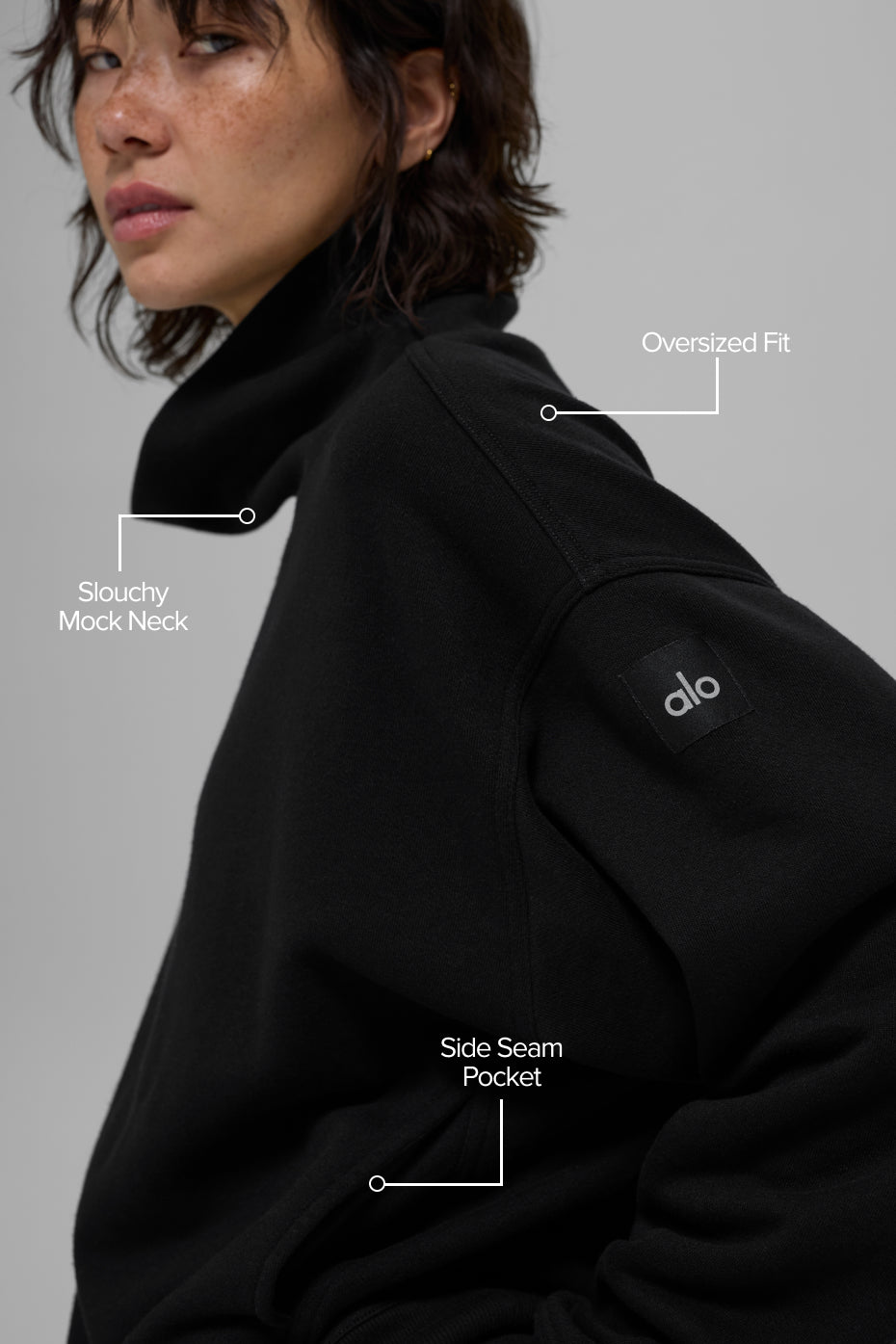 Hazy Mock Neck Pullover - Black — photo 2