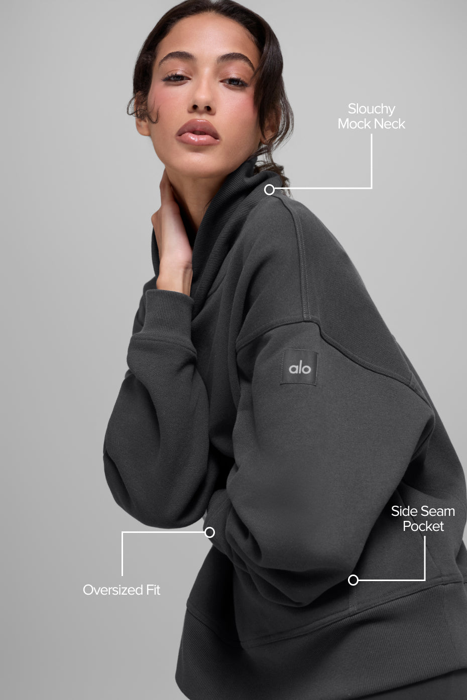 Hazy Mock Neck Pullover - Anthracite — photo 2