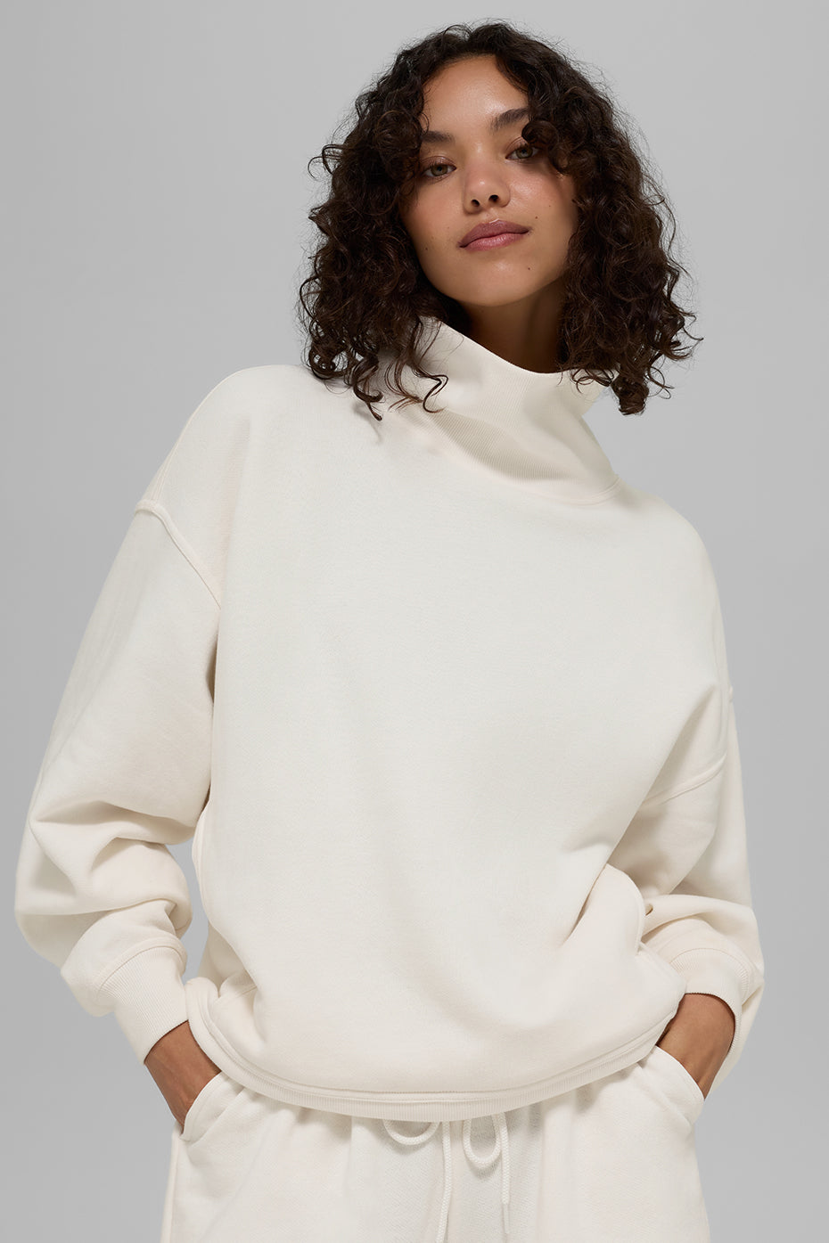 Hazy Mock Neck Pullover - Ivory — photo 1