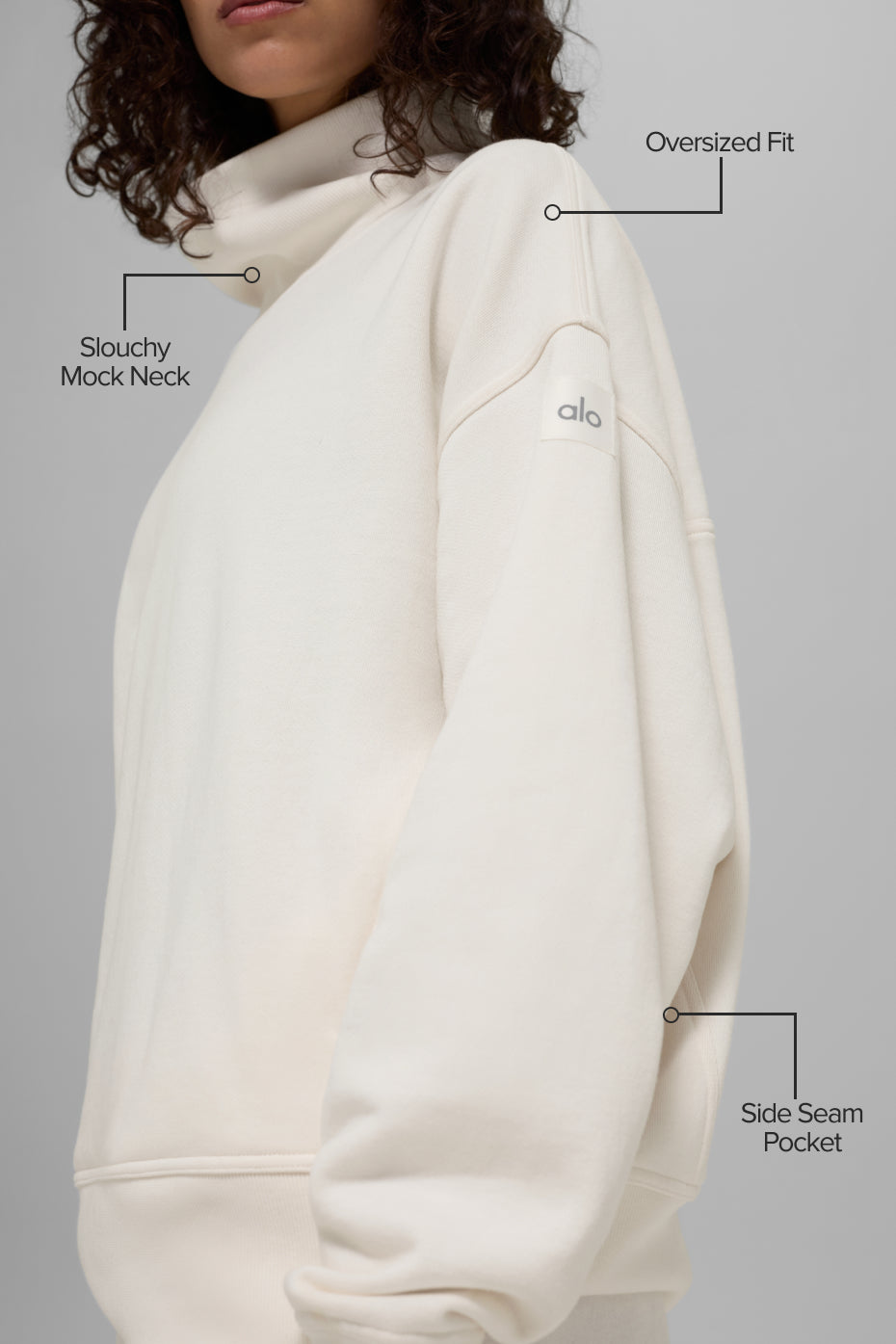 Hazy Mock Neck Pullover - Ivory — photo 2