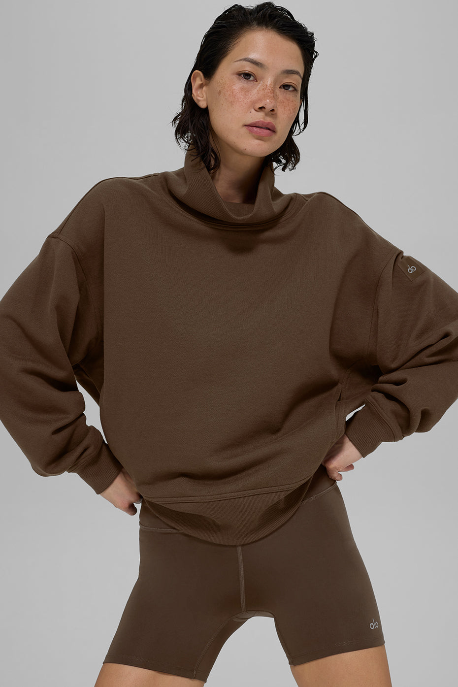 Hazy Mock Neck Pullover - Espresso — photo 3