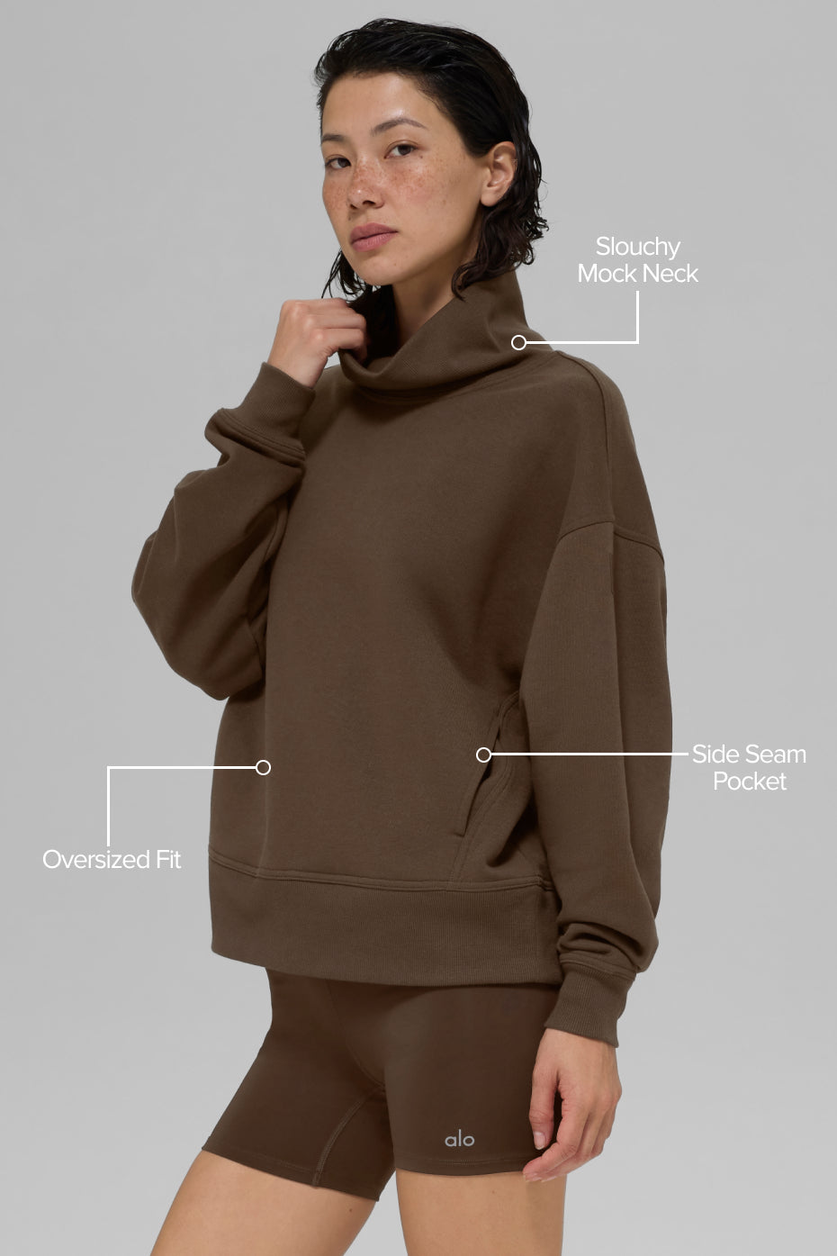 Hazy Mock Neck Pullover - Espresso — photo 2