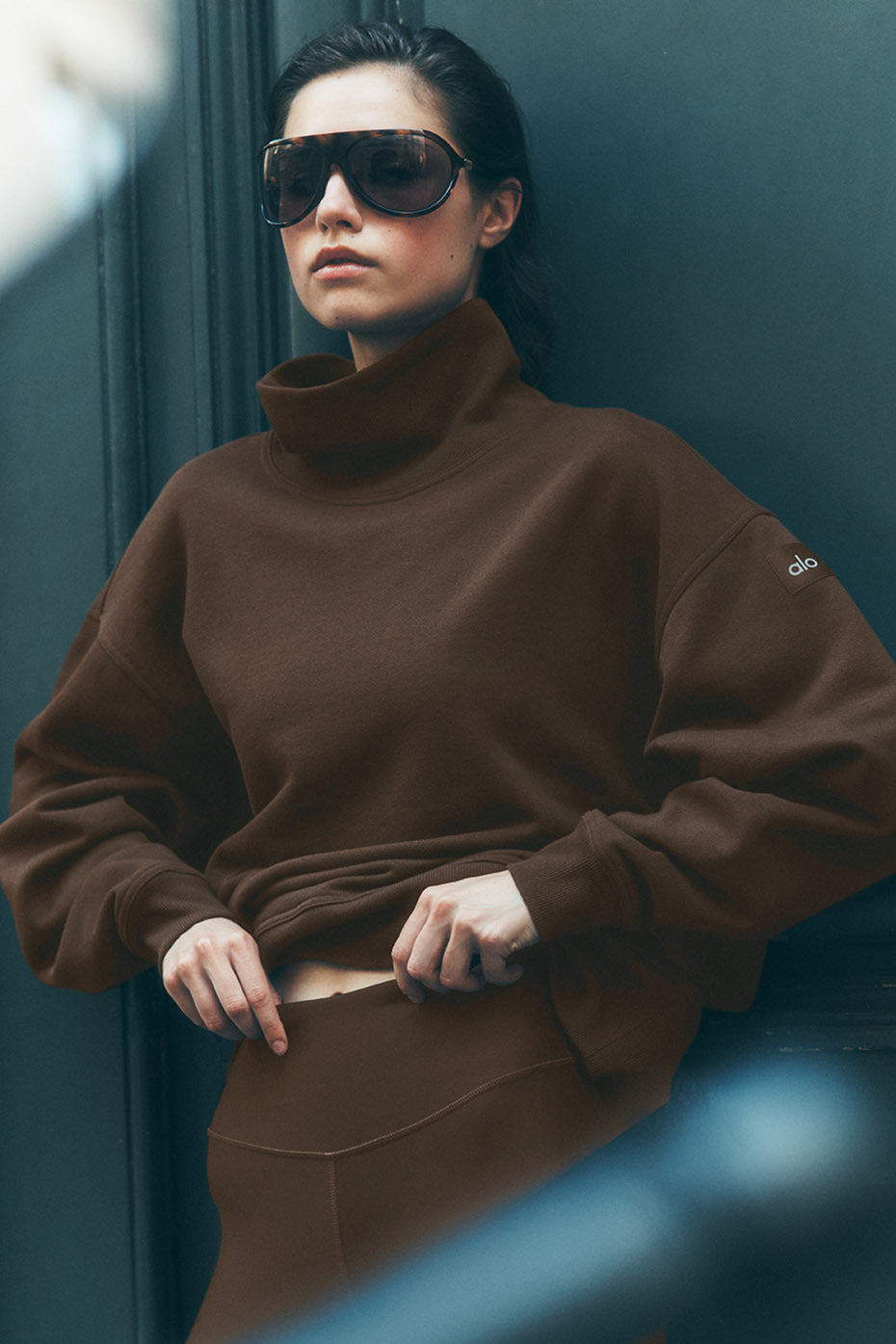 Hazy Mock Neck Pullover - Espresso — photo 1
