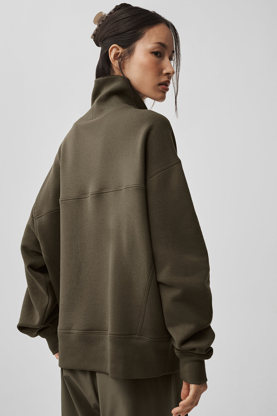 Hazy Mock Neck Pullover - Olive Tree — photo 2