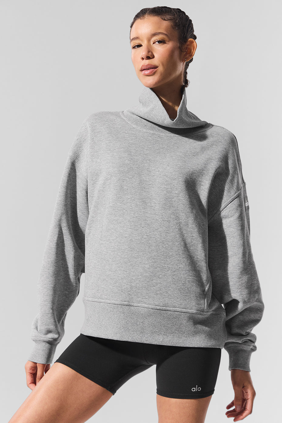 Hazy Mock Neck Pullover - Dark Athletic Heather Grey — photo 1