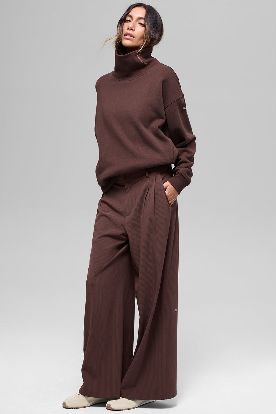 Hazy Mock Neck Pullover - Brownstone — photo 5