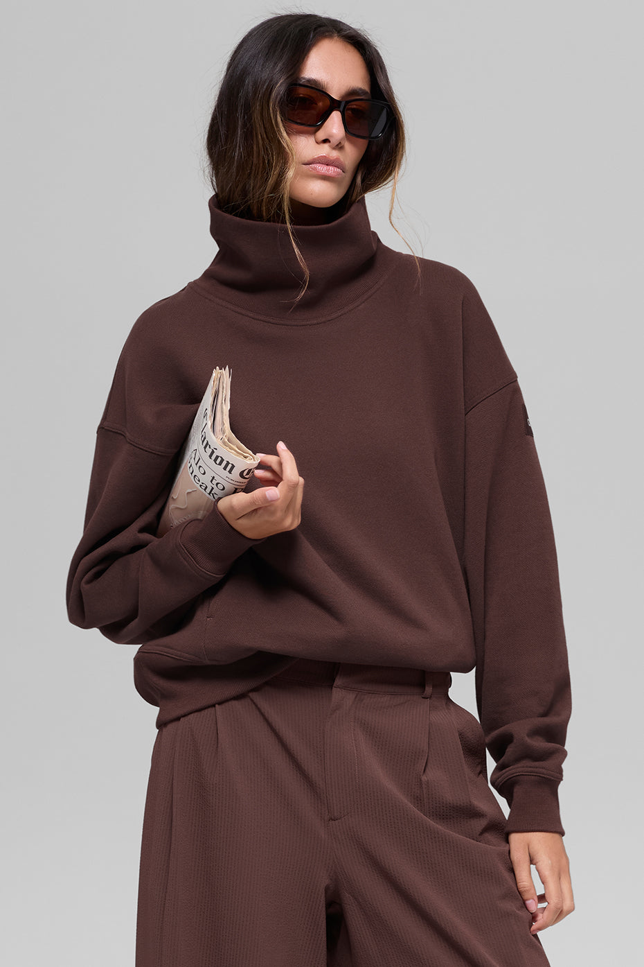 Hazy Mock Neck Pullover - Brownstone — photo 4
