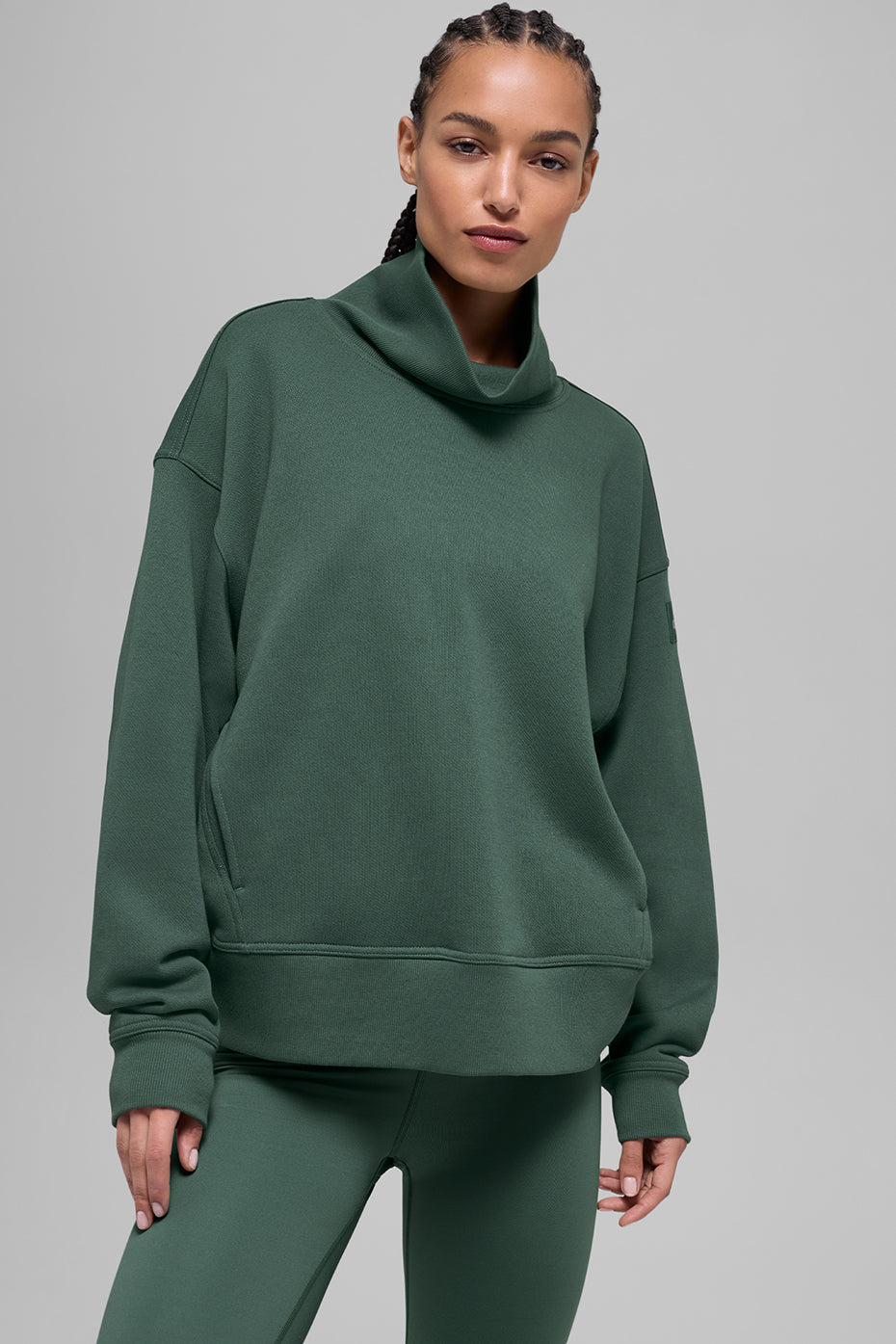 Hazy Mock Neck Pullover - Clover Green — photo 1