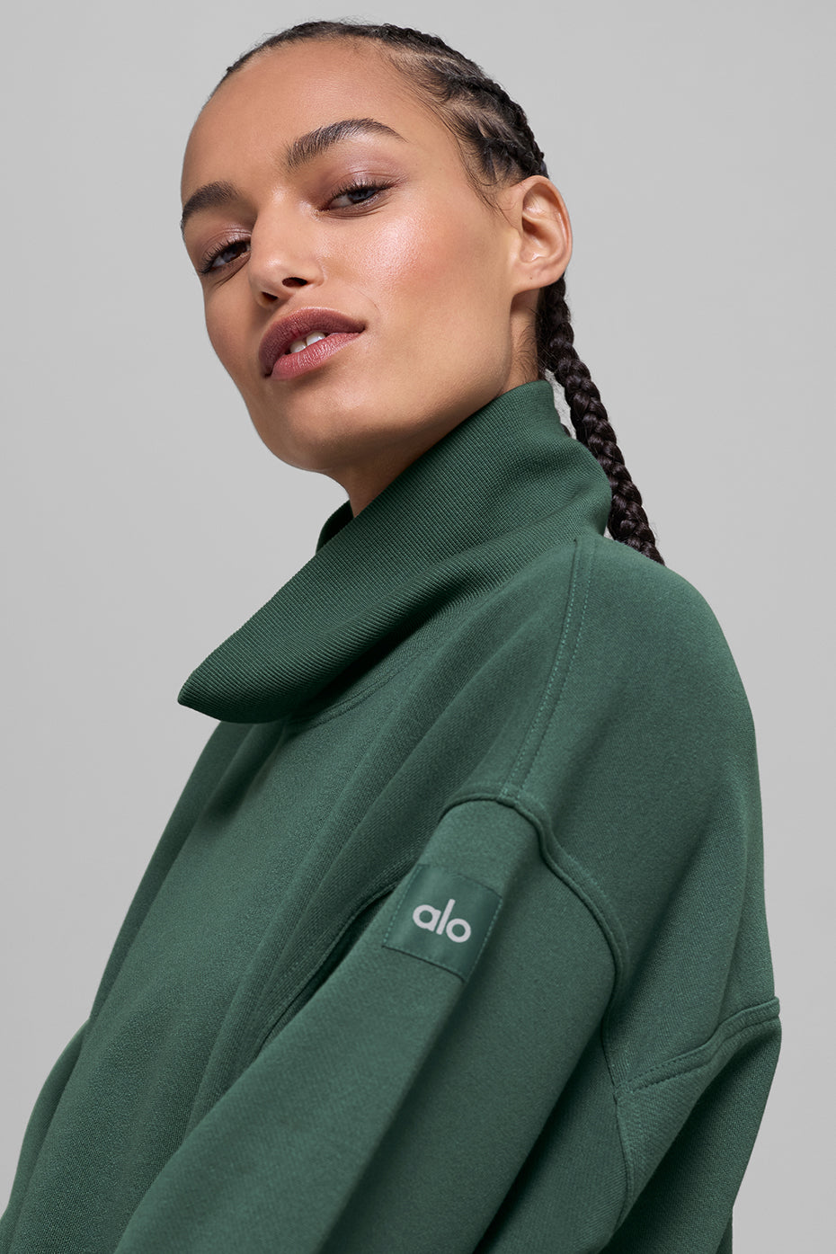 Hazy Mock Neck Pullover - Clover Green — photo 2