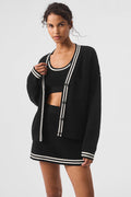 Tennis Club Sweater Knit Cardigan - Black/Ivory — photo 3