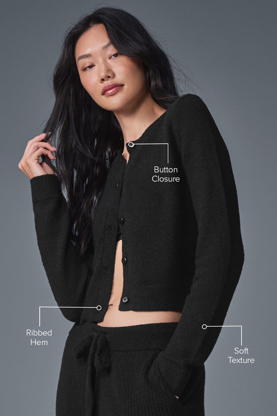 Snuggle Up Sweater Cropped Cardigan - Black — photo 2