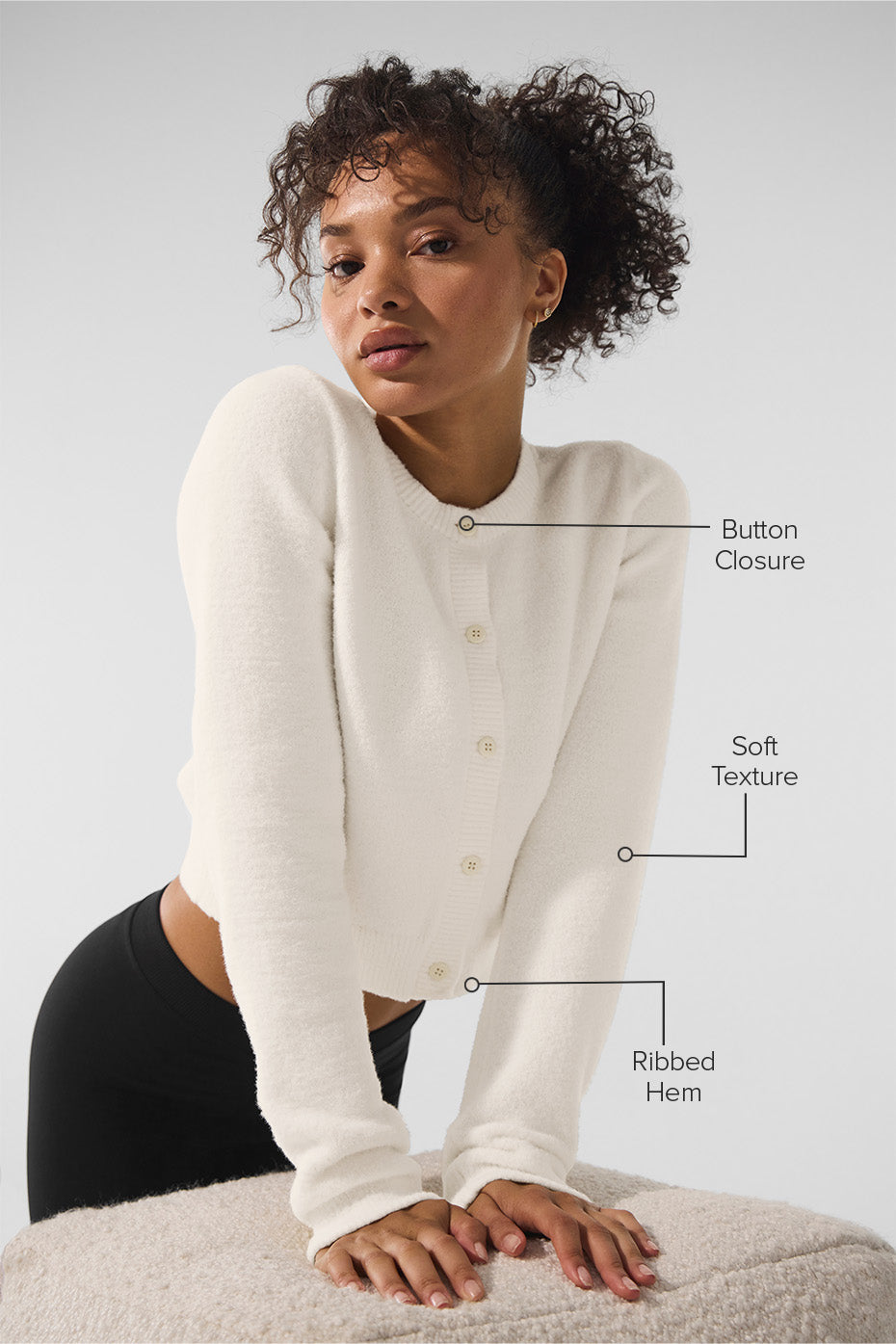 Snuggle Up Sweater Cropped Cardigan - Ivory — photo 2