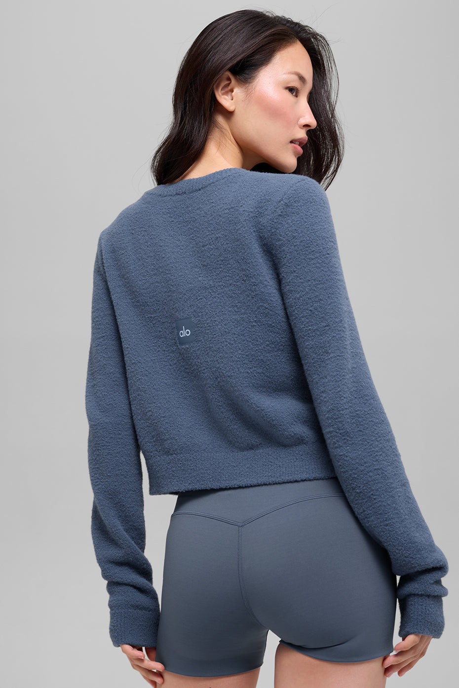 Snuggle Up Sweater Cropped Cardigan - Bluestone — photo 2