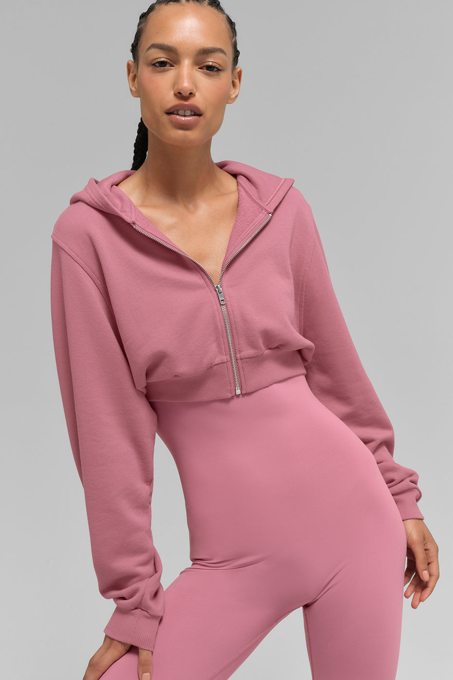 Sweet Escape Zip Up Hoodie - Pink Wild Rose — photo 2