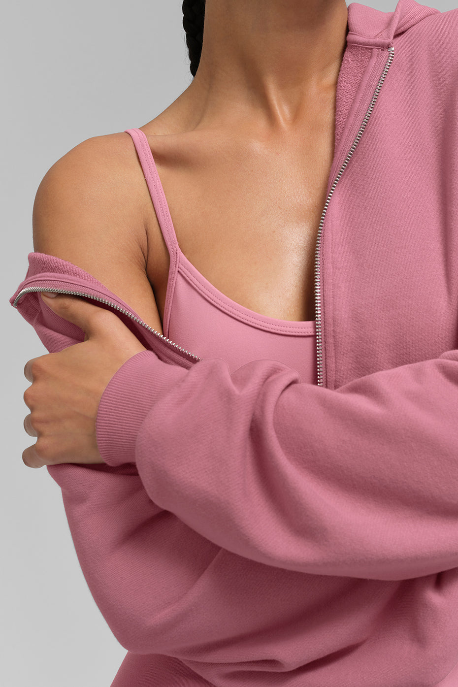 Sweet Escape Zip Up Hoodie - Pink Wild Rose — photo 4