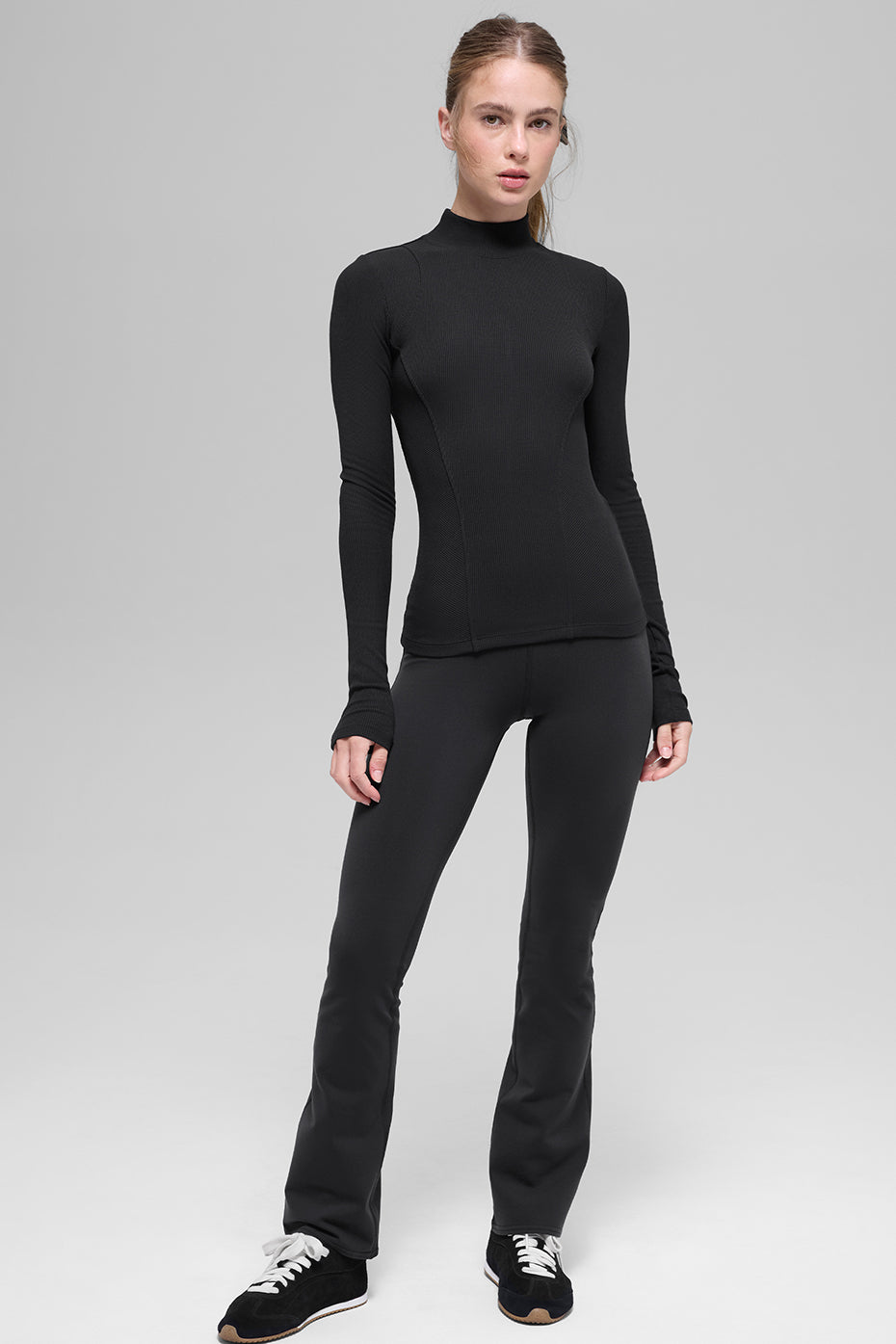 Ribbed Mesmerize Mock Neck Long Sleeve - Black — photo 4
