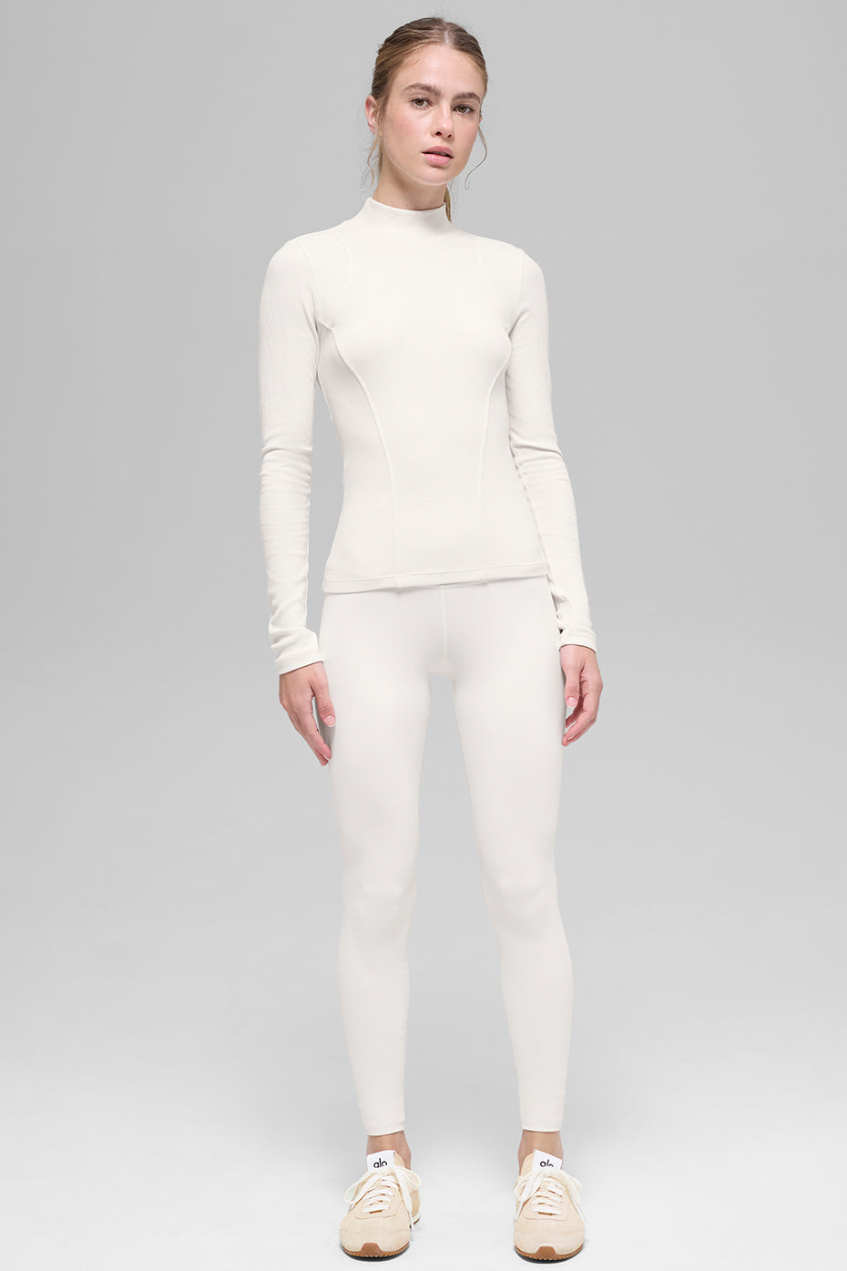 Ribbed Mesmerize Mock Neck Long Sleeve - Ivory — photo 5