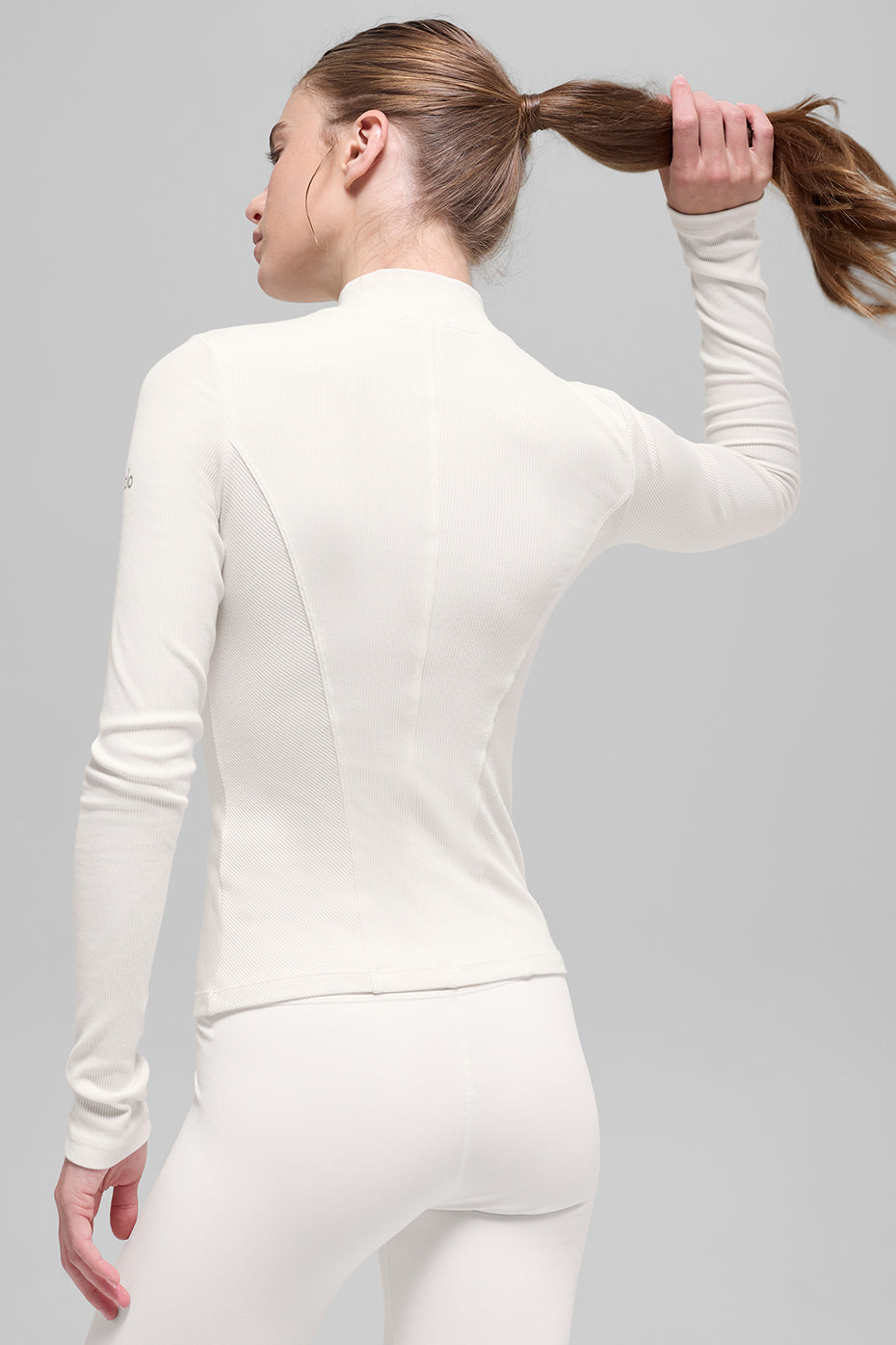 Ribbed Mesmerize Mock Neck Long Sleeve - Ivory — photo 3