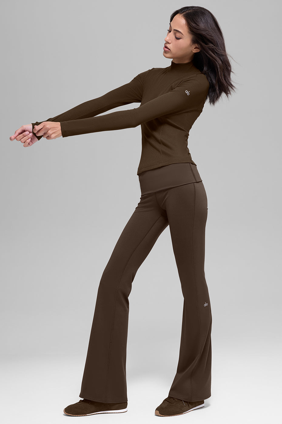 Ribbed Mesmerize Mock Neck Long Sleeve - Espresso — photo 4
