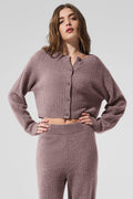 Cashmere Plush Waffle Cardigan - Mushroom Heather — photo 1
