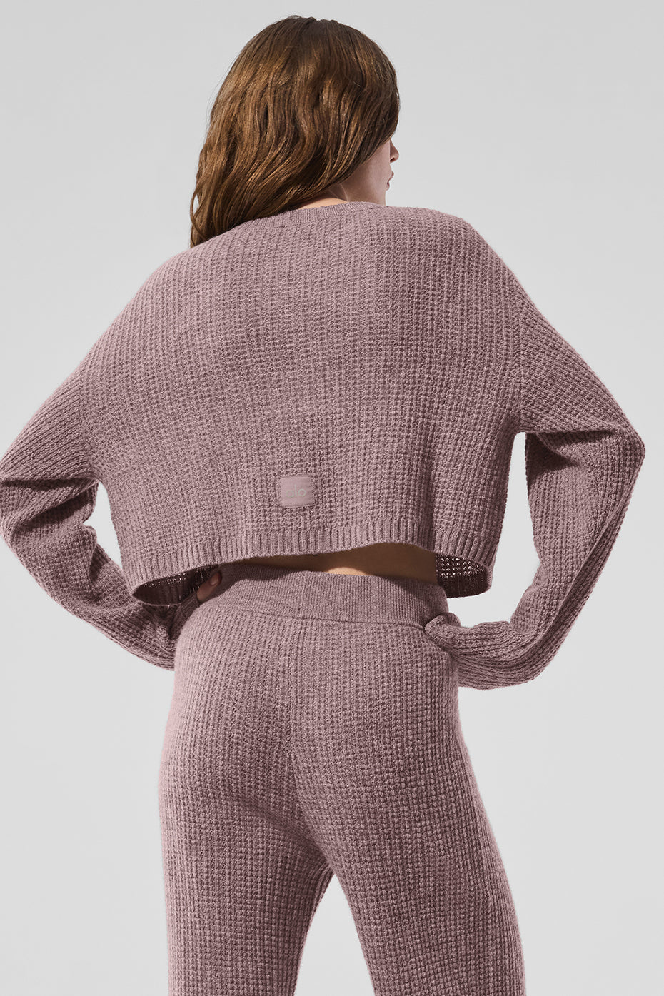 Cashmere Plush Waffle Cardigan - Mushroom Heather — photo 3