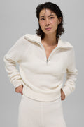 Cashmere Plush Waffle 1/4 Zip Pullover - Ivory — photo 1