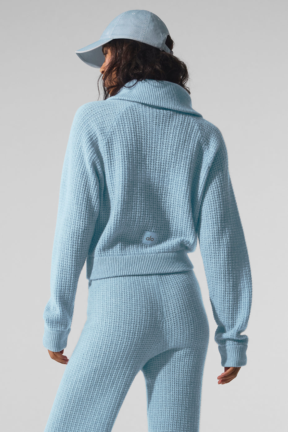 Cashmere Plush Waffle 1/4 Zip Pullover - Celestial Blue Heather — photo 4
