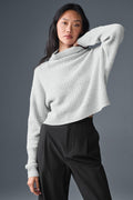 Cashmere Plush Waffle Turtleneck Pullover - Athletic Heather Grey — photo 1