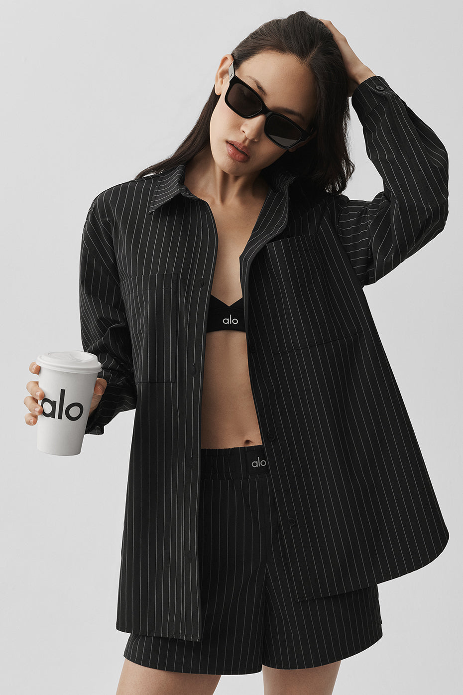 Pinstripe Daylight Button Down Long Sleeve - Black/Titanium — photo 1
