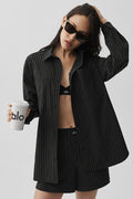 Pinstripe Daylight Button Down Long Sleeve - Black/Titanium — photo 1