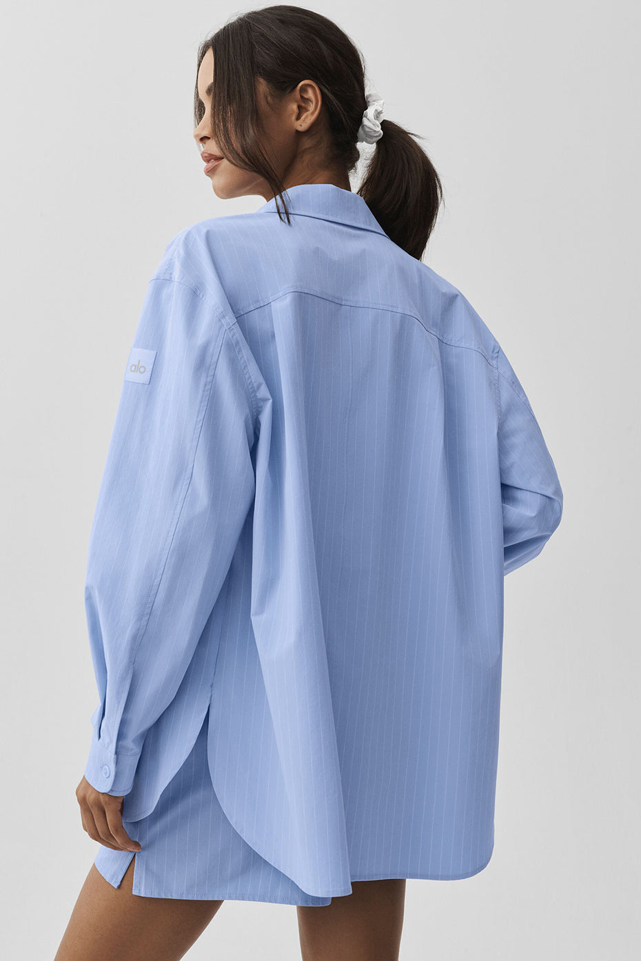 Pinstripe Daylight Button Down Long Sleeve - Light Provence Blue/White — photo 2