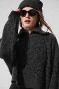 Marl Sweater 1/4 Zip Pullover - Black Marl — photo 1
