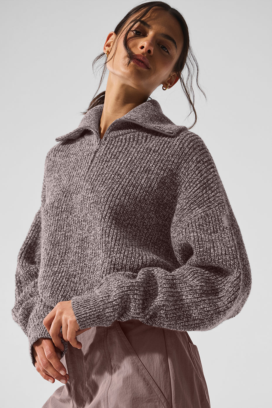 Marl Sweater 1/4 Zip Pullover - Mushroom Marl — photo 4