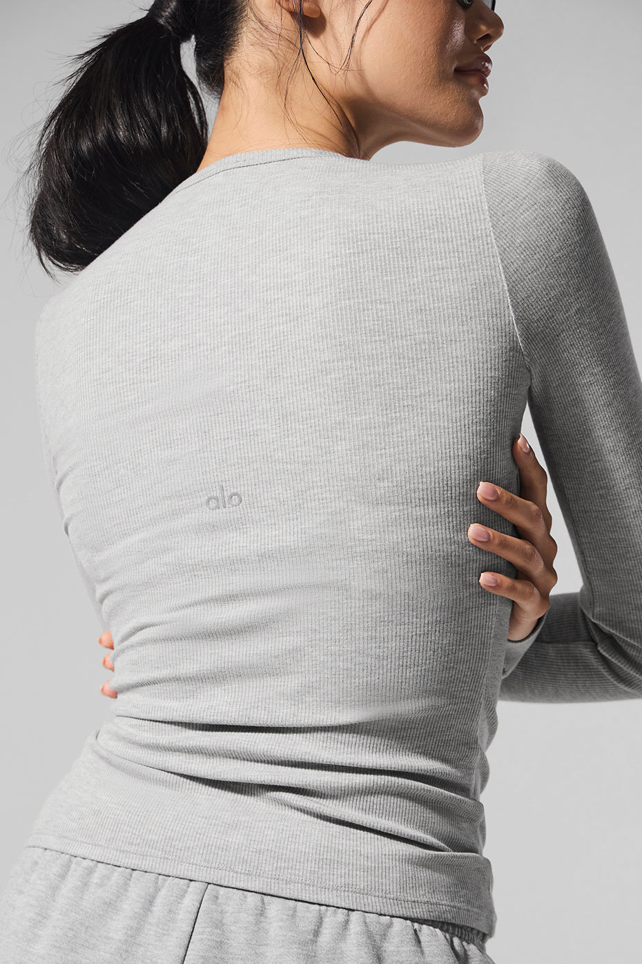 Ribbed Modal Long Sleeve - Athletic Heather Grey — photo 4