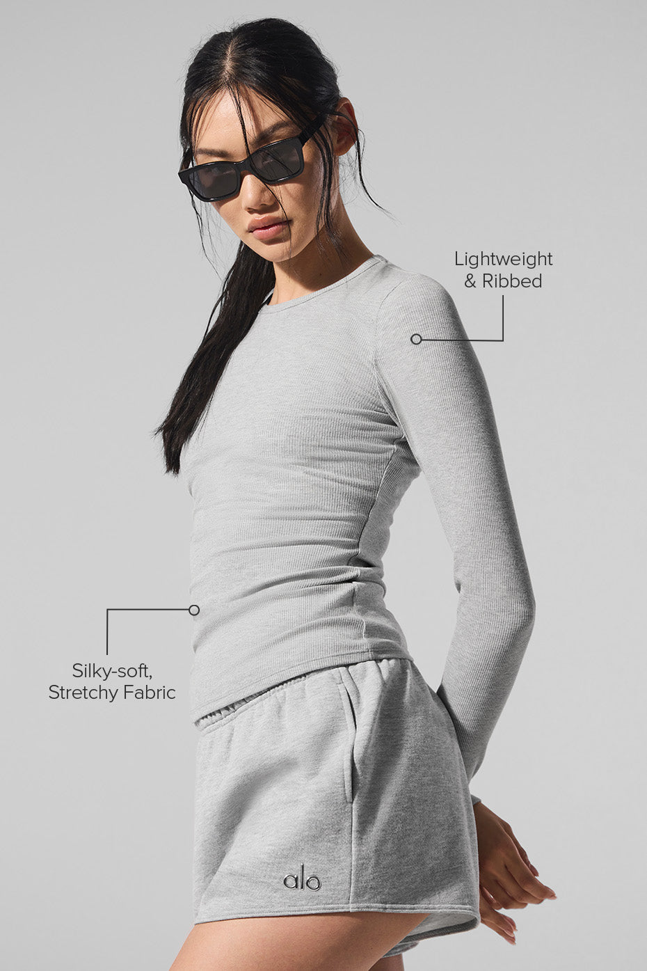 Ribbed Modal Long Sleeve - Athletic Heather Grey — photo 2