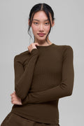Ribbed Modal Long Sleeve - Espresso — photo 1