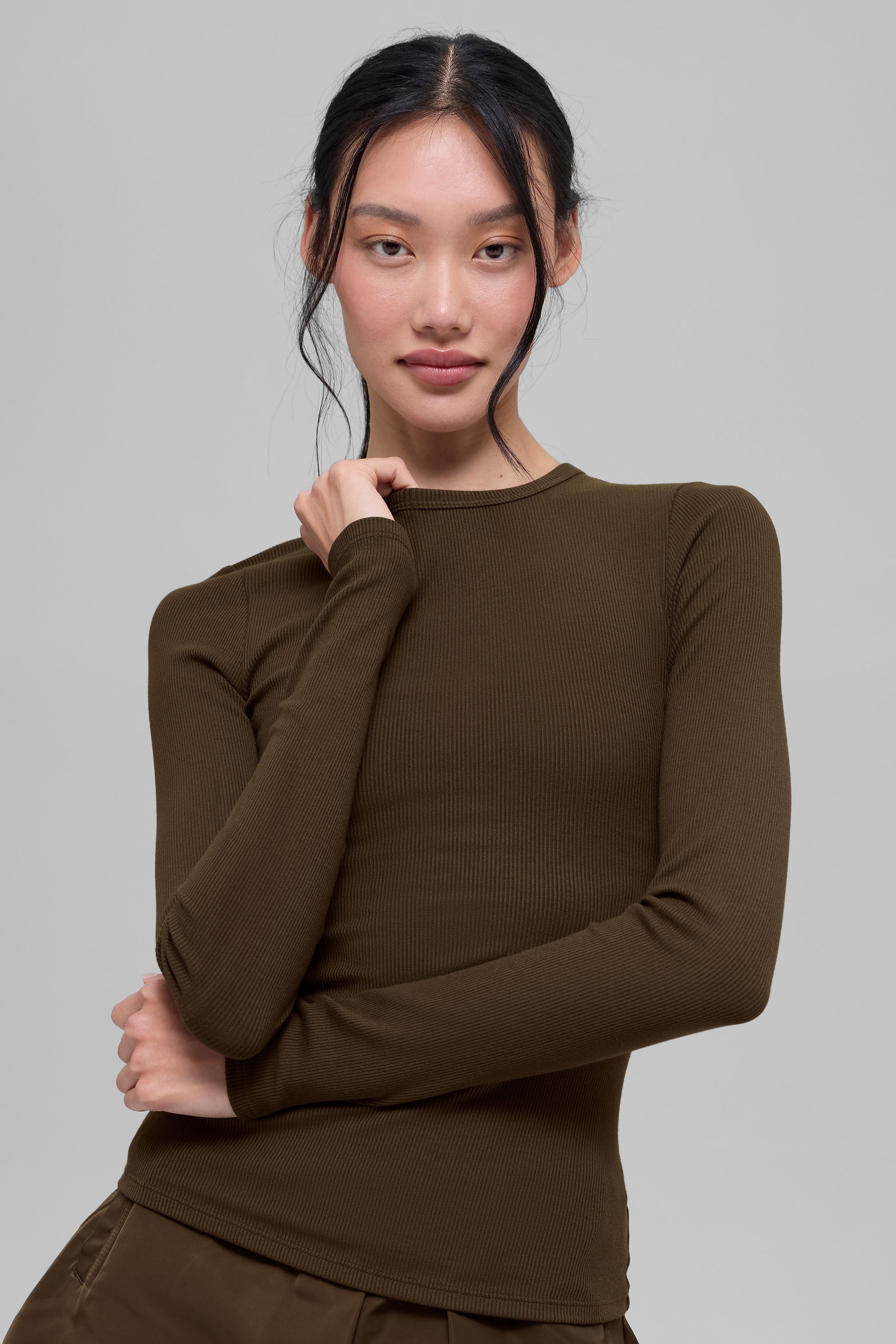 Ribbed Modal Long Sleeve - Espresso — photo 1