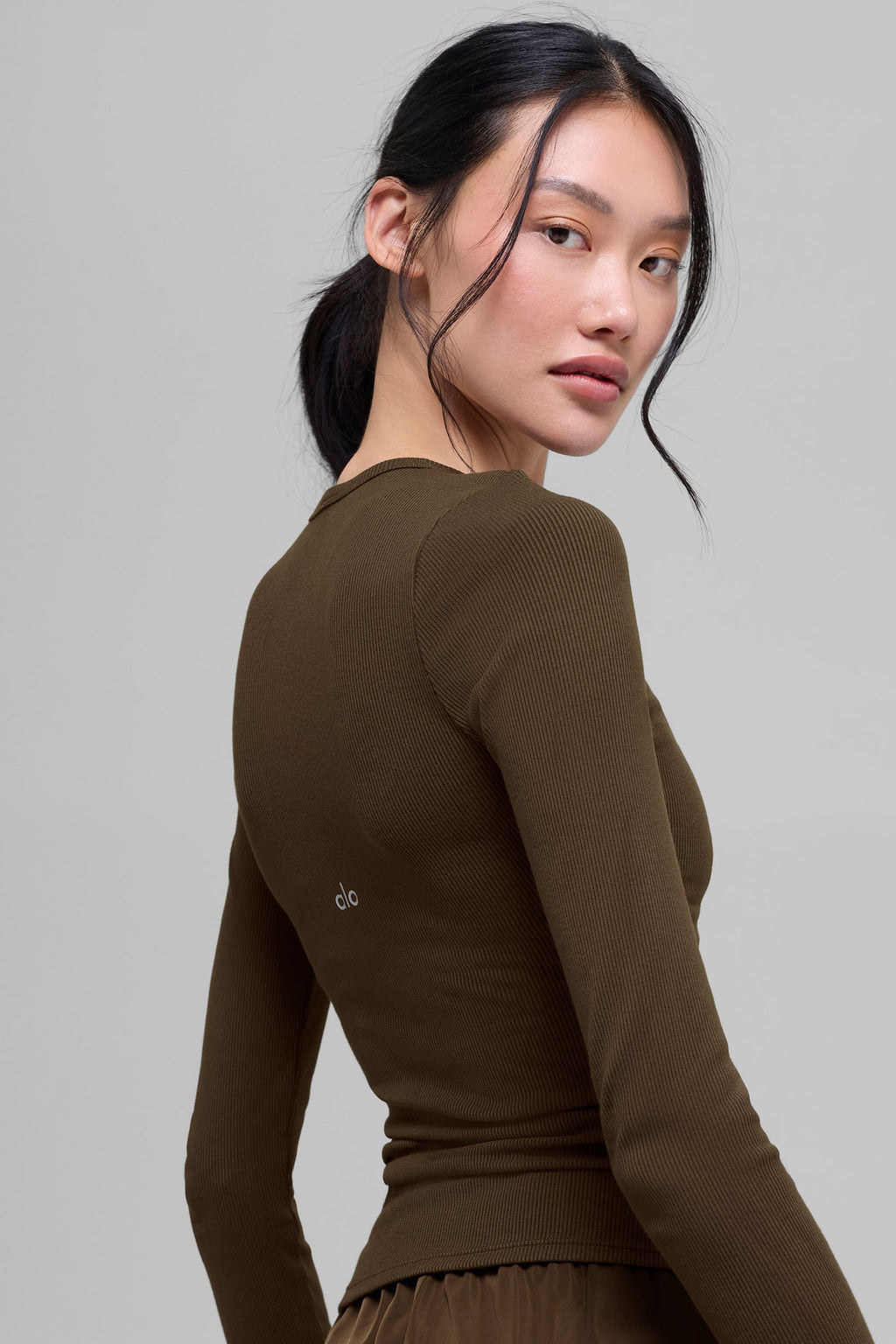 Ribbed Modal Long Sleeve - Espresso — photo 3