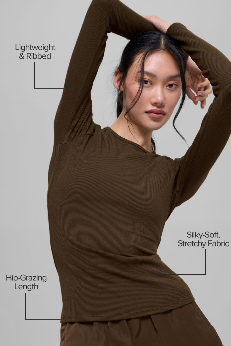 Ribbed Modal Long Sleeve - Espresso — photo 2