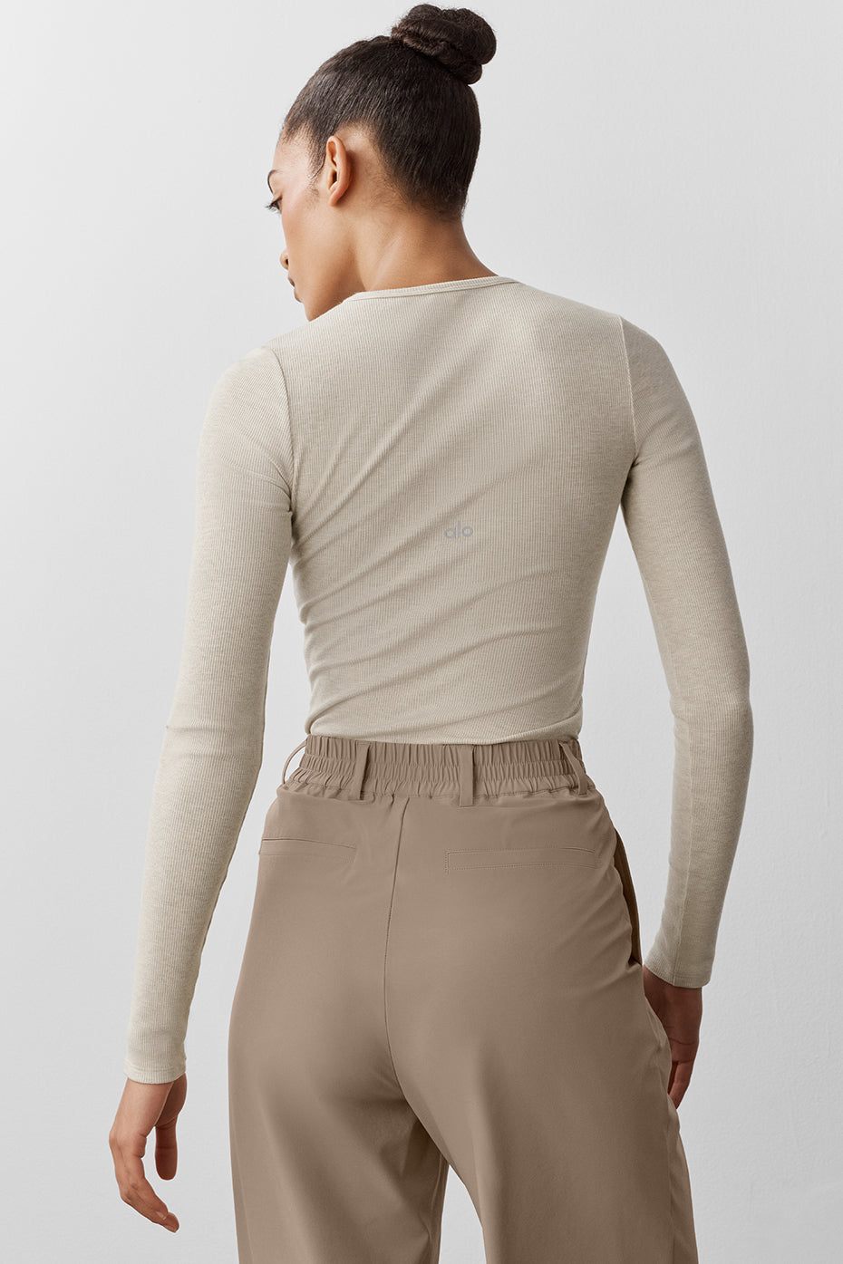 Ribbed Modal Long Sleeve - Oatmeal Heather — photo 2