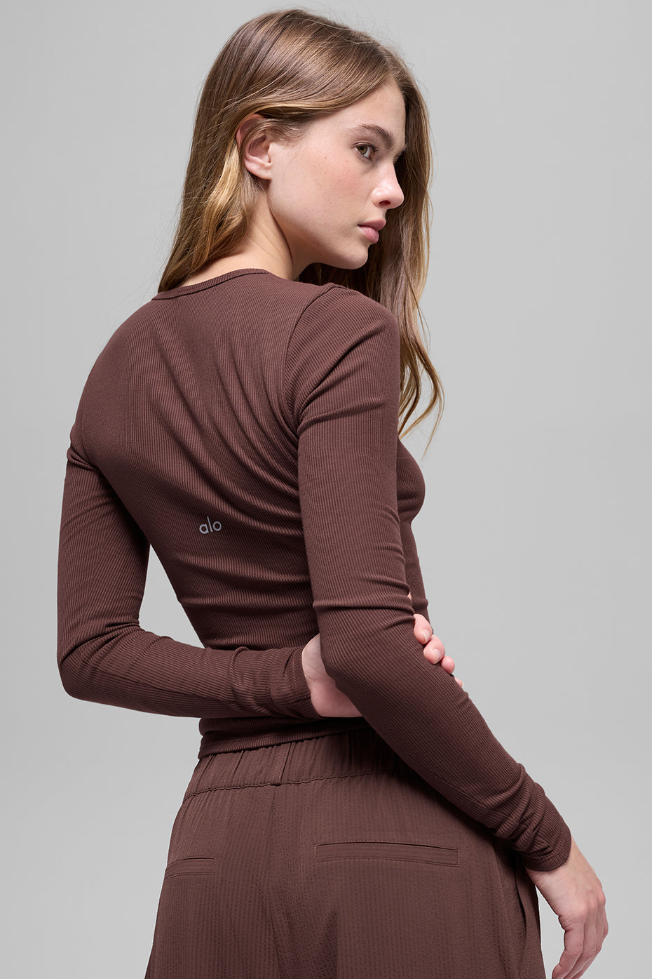 Ribbed Modal Long Sleeve - Brownstone — photo 2