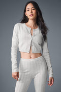 Pointelle Sweater Be Mine Cardigan - Light Grey Heather — photo 1