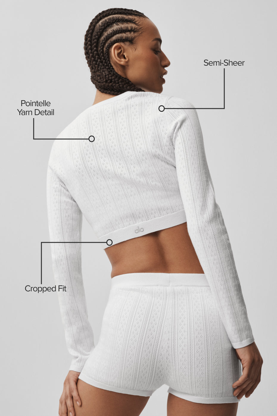 Pointelle Sweater Be Mine Cardigan - Semi Sheer White — photo 2