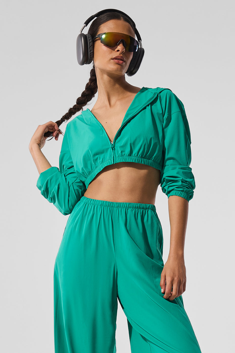 Cropped Breezy Full-Zip Hoodie - Spruce Green — photo 1