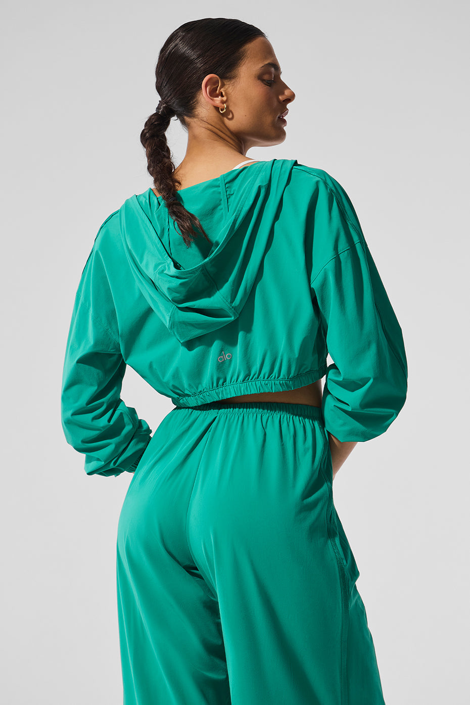 Cropped Breezy Full-Zip Hoodie - Spruce Green — photo 3