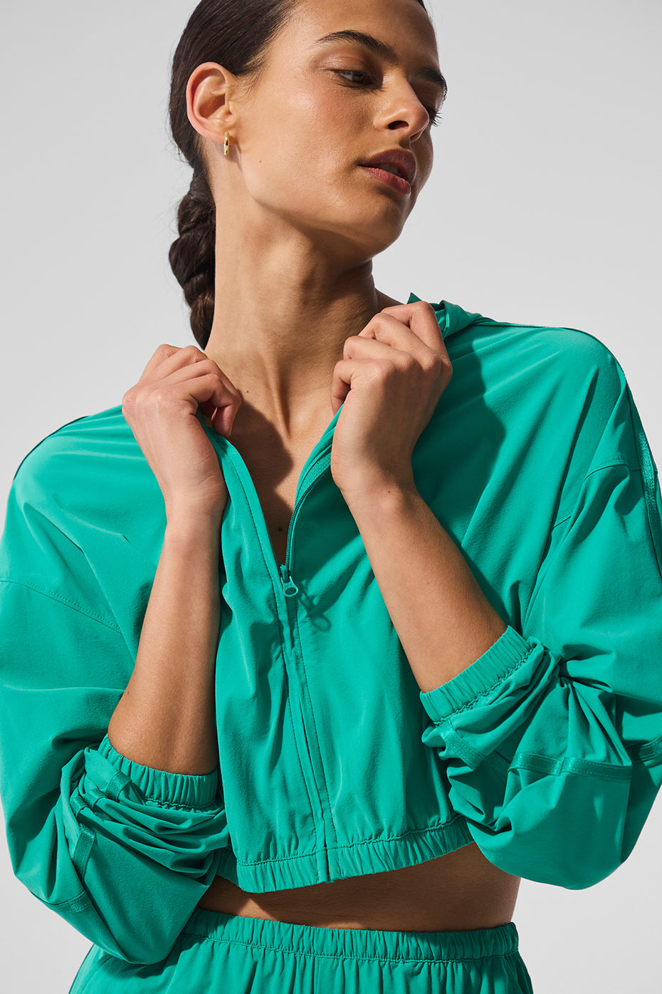Cropped Breezy Full-Zip Hoodie - Spruce Green — photo 4