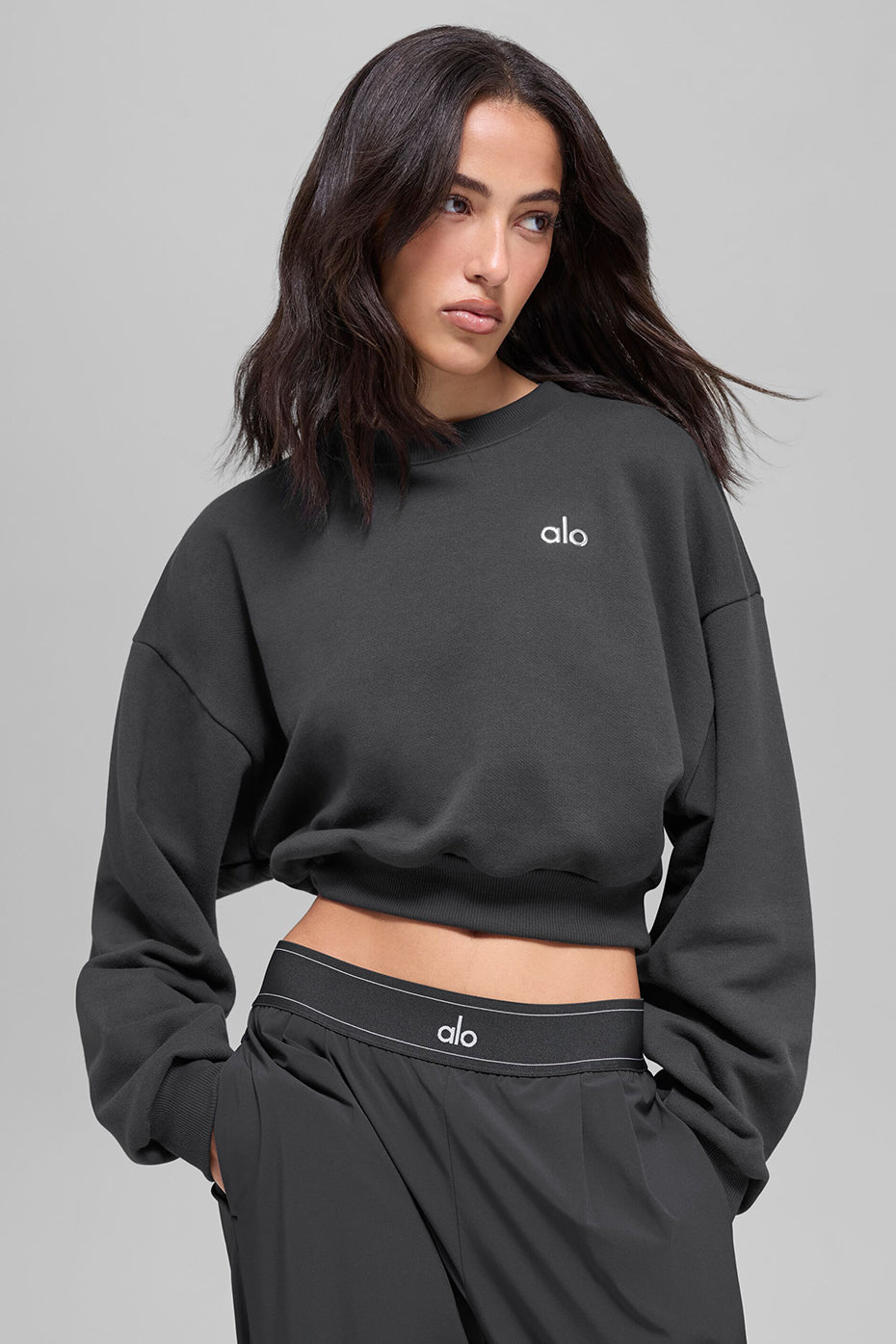 Cropped Accolade Crewneck - Anthracite — photo 3