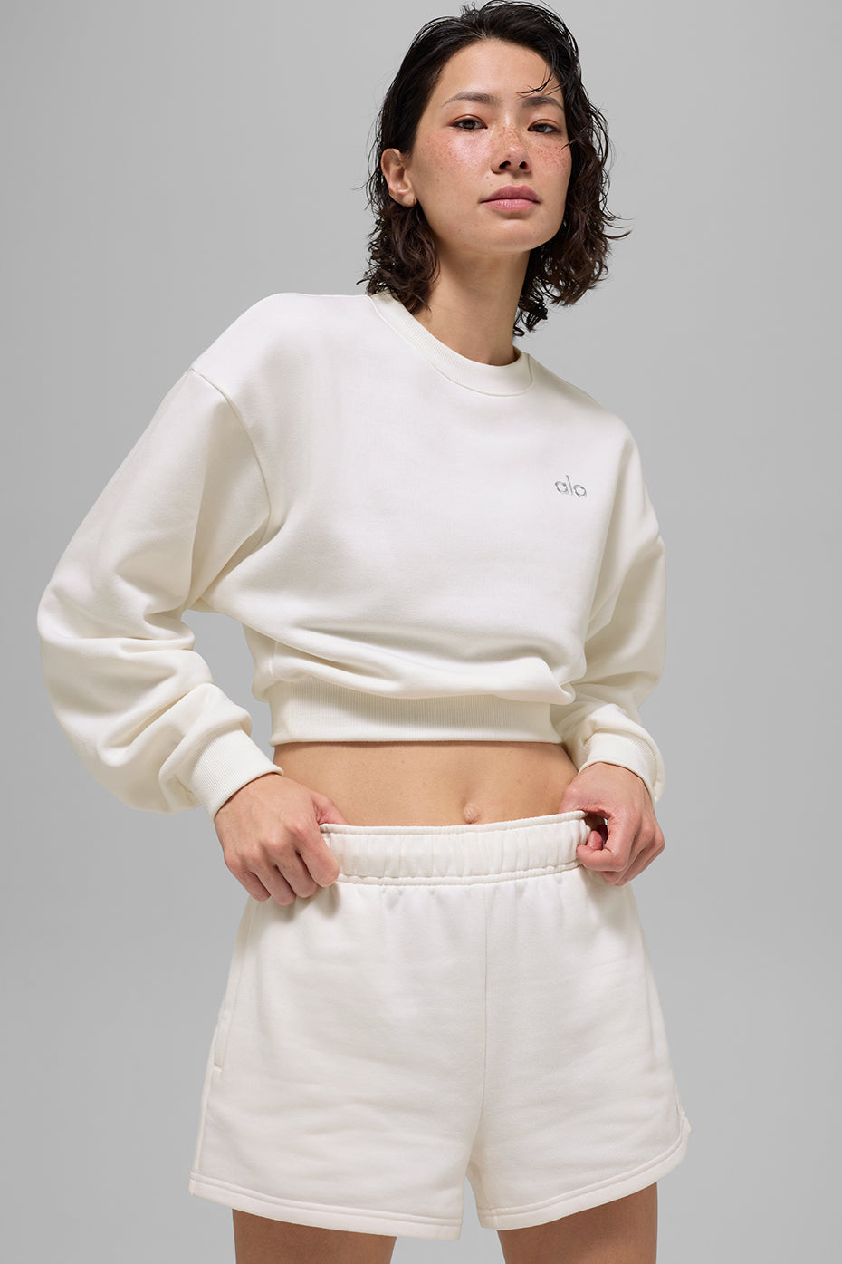 Cropped Accolade Crewneck - Ivory — photo 1