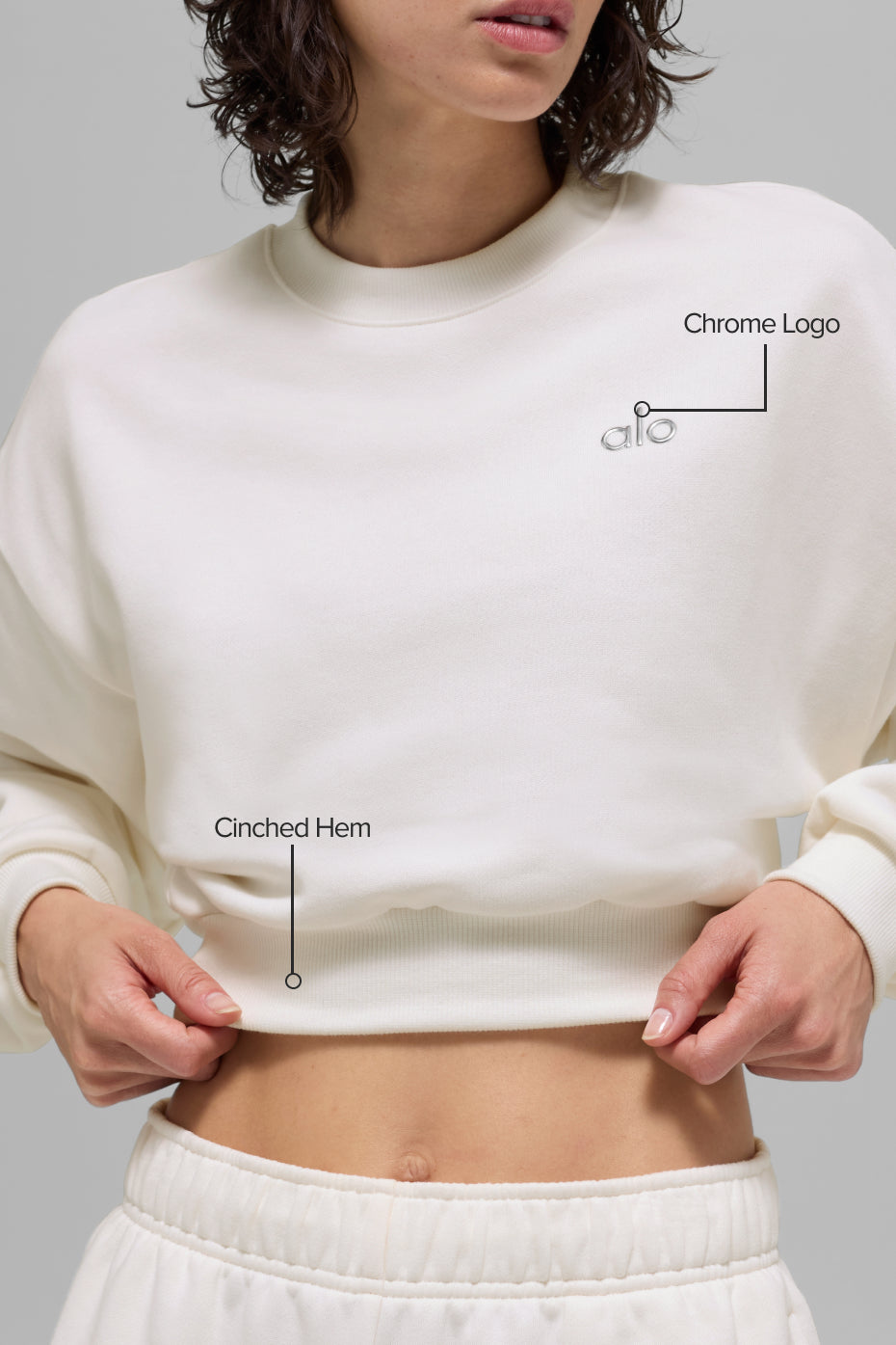 Cropped Accolade Crewneck - Ivory — photo 2